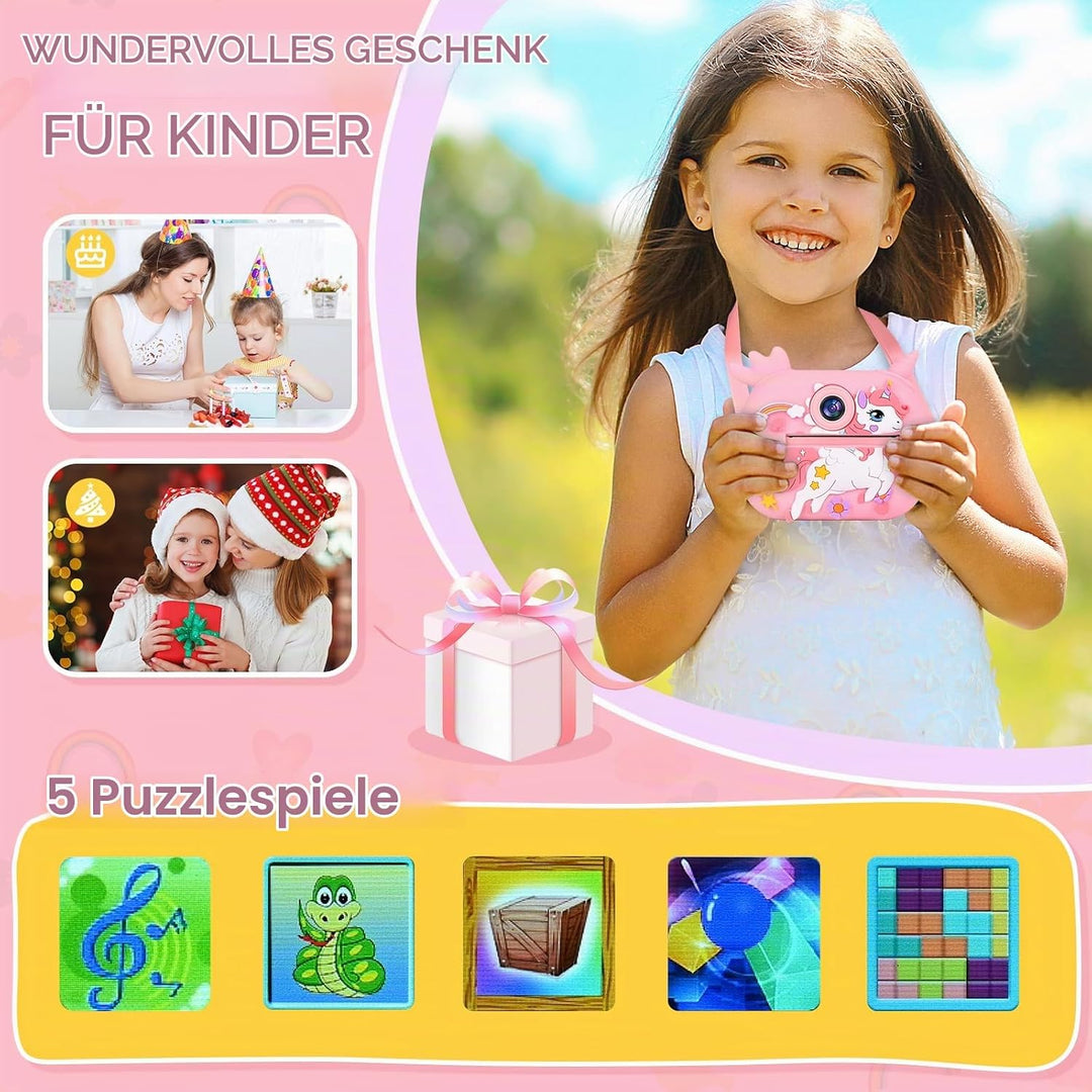 Sofortbildkamera, 2,4 Zoll (6,1 cm) Display, Digitalkamera für Kinder, Videokamera mit Druckpapier u