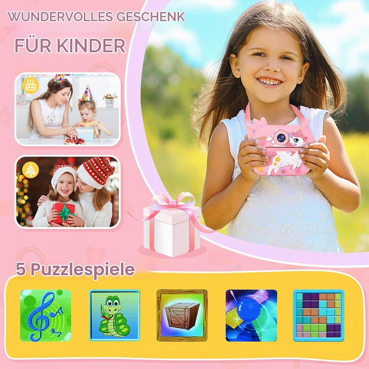 Sofortbildkamera, 2,4 Zoll (6,1 cm) Display, Digitalkamera für Kinder, Videokamera mit Druckpapier u