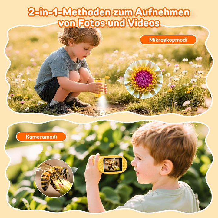 Ashfly Digitale Mikroskop für Kinder, 4K Tragbares Taschenmikroskop für Garten, Wald & Experimente,