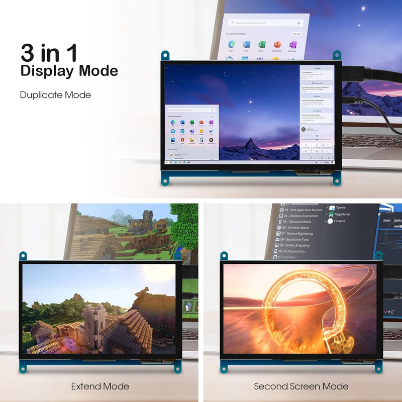 ELECROW Monitor Display Anzeigen IPS Bildschirm-7 Zoll 1024X600 HD TFT LCD mit Touchscreen für Himbe