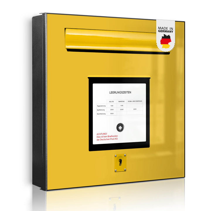 banjado® Grosser Schlüsselkasten Glas/Schlüsselbox 30cm x 30cm mit 50 Haken - Motiv Post Gelb/Schlüs