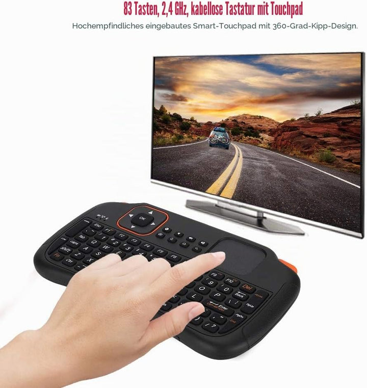 VBESTLIFE -Funktastatur mit Touchpad-Maus, Wiederaufladbare 2,4-GHz-Funktastatur mit 83 Tasten für P