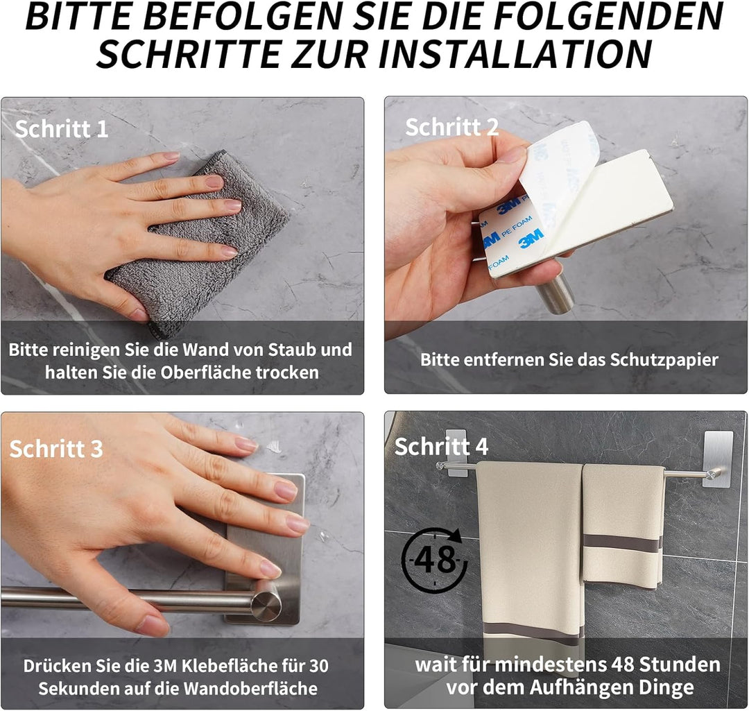 Vista Handtuchhalter zum Kleben 50cm Wandmontierte Handtuchhalter Edelstahl Handtuchhalter Bad ohne