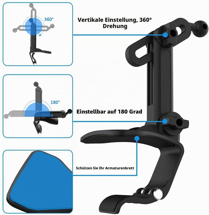 woleyi Armaturenbrett Clip Auto Handyhalterung, Universal KFZ Sonnenblende &amp; Rückspiegel Tablet Hand