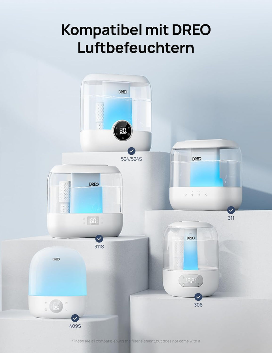 Dreo Entmineralisierungskartusche 3er-Pack für Luftbefeuchter, kompatibel mit Dreo Luftbefeuchtern H