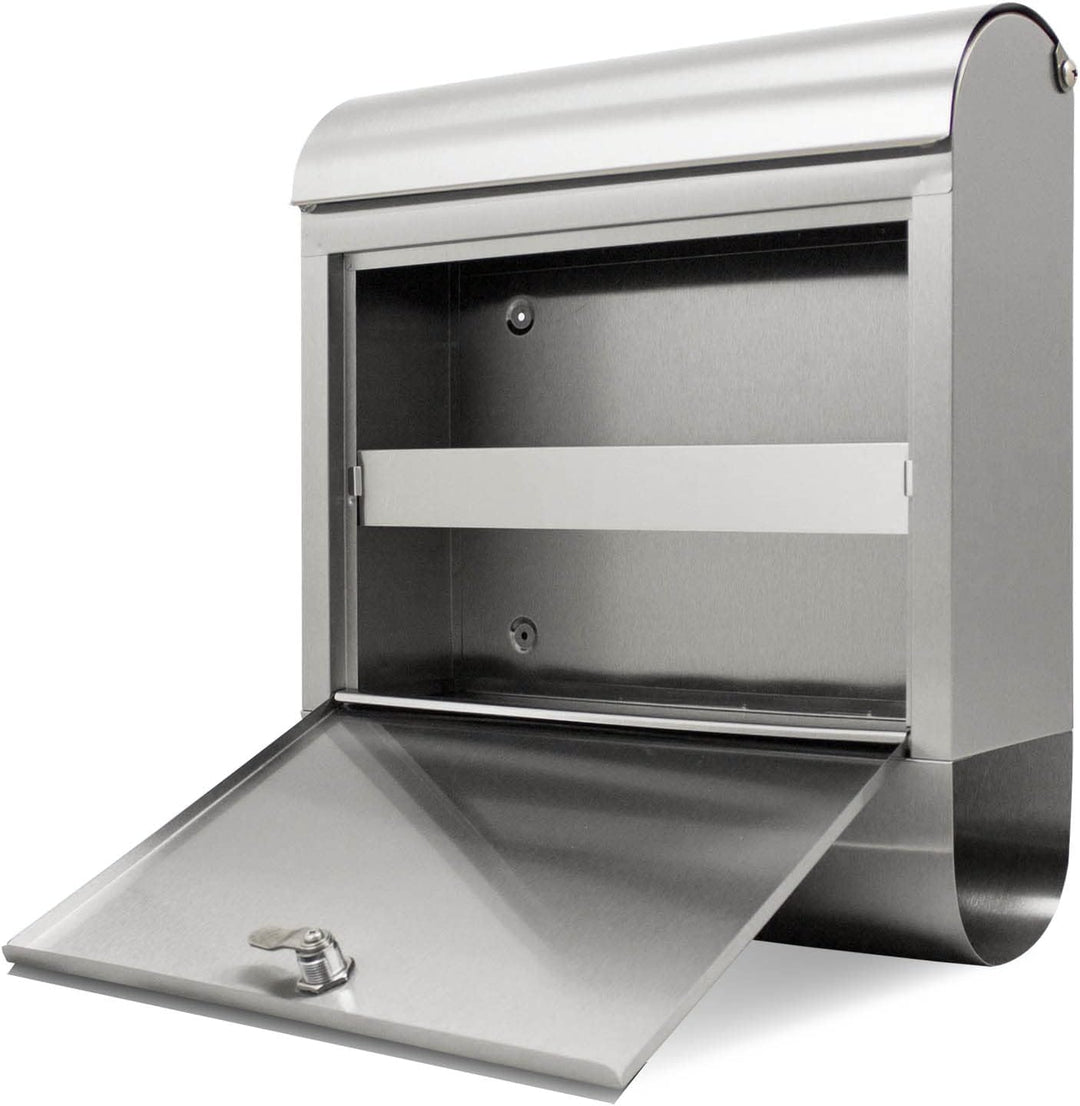 banjado Briefkasten Edelstahl 38x43x12cm & 2 Schlüssel - rostfreier Edelstahl Briefkasten mit Zeitun