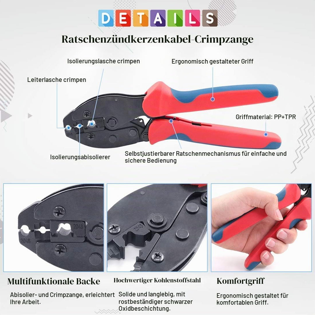 Glarks 25Pcs Ratchet Spark Plug Wire Crimper and 180 Degree/90 Degree/Straight Spark Plug Coil Termi