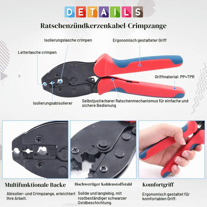 Glarks 25Pcs Ratchet Spark Plug Wire Crimper and 180 Degree/90 Degree/Straight Spark Plug Coil Termi