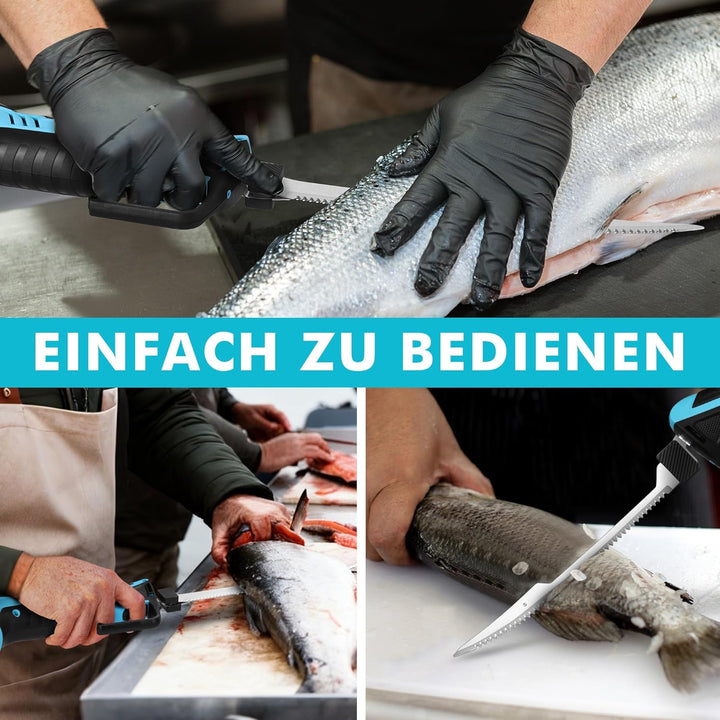DURATECH 12V Kabelloses Elektrisches Fischmesser mit 20cm und 25cm Klingen, Elektrisches Messer mit