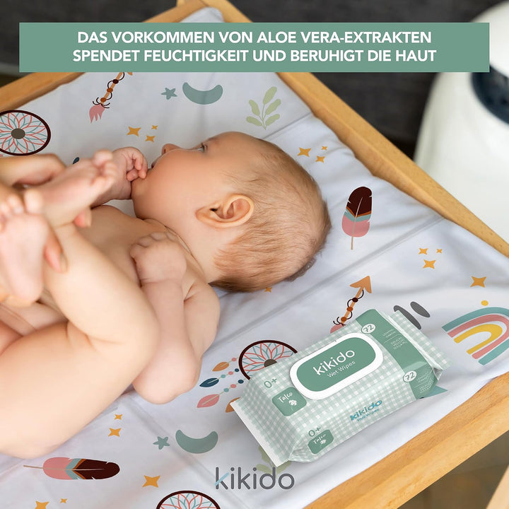 Kikido Babytücher - 864 Feuchttücher Baby mit Talkum und Aloe Vera - Sanfte Tiefenreinigung, Dermato