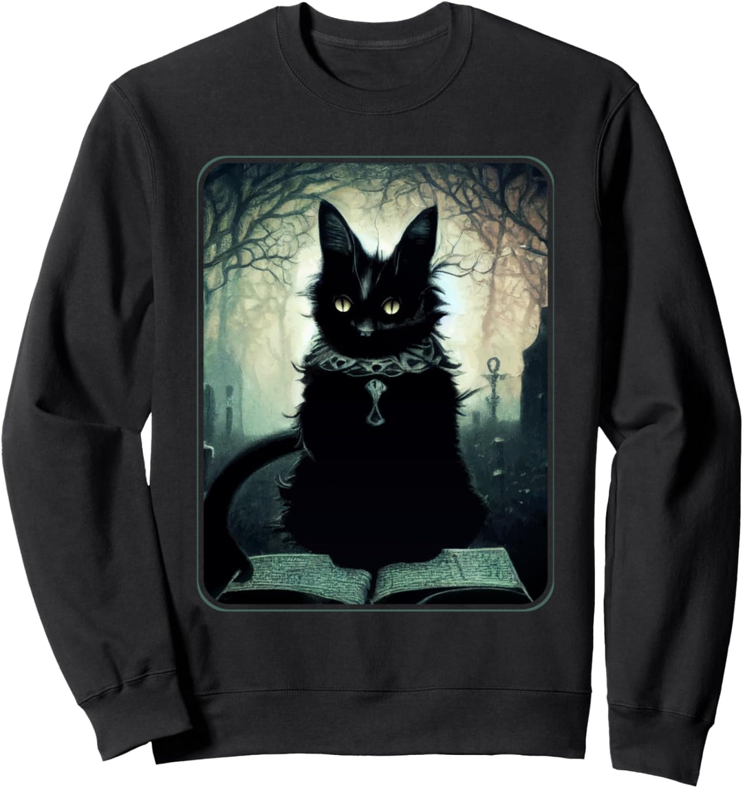 Dunkle Kunst: Schöne schwarze Gothic-Katze Sweatshirt
