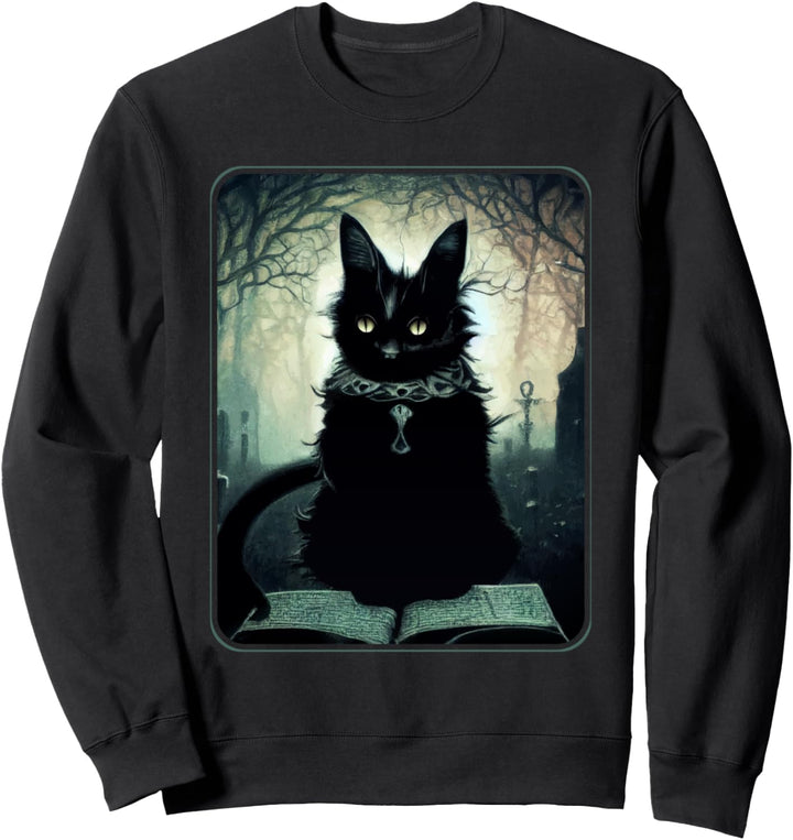 Dunkle Kunst: Schöne schwarze Gothic-Katze Sweatshirt