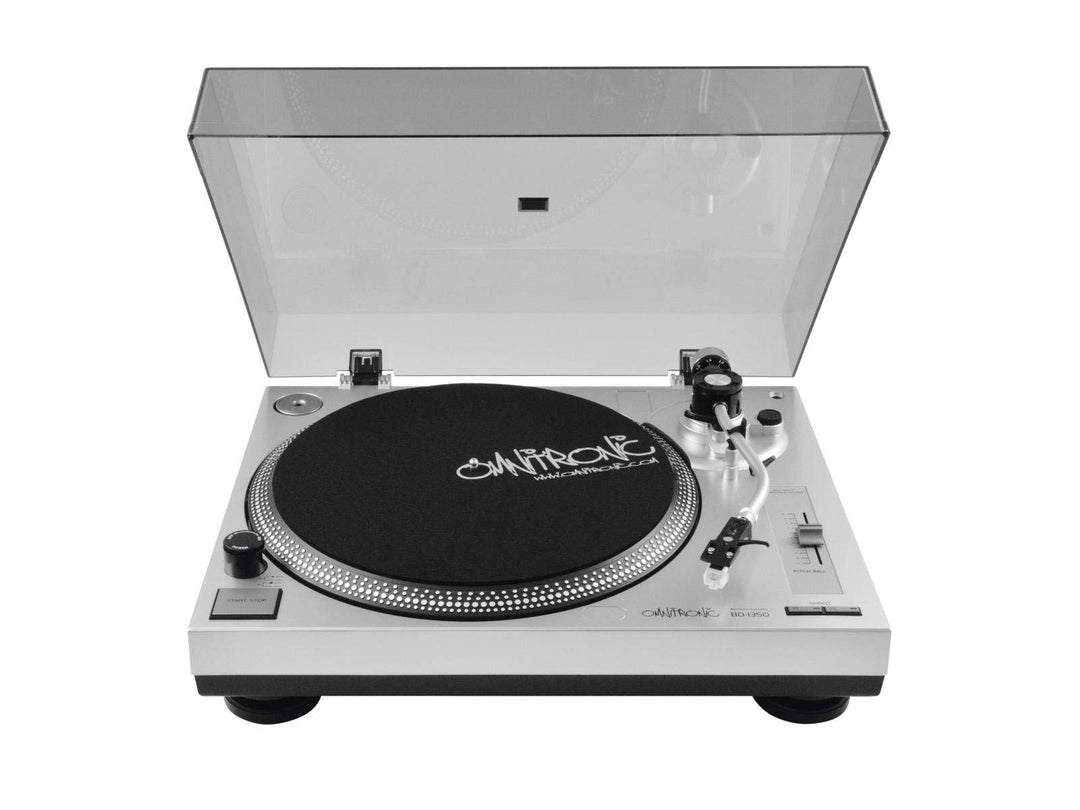 Omnitronic BD-1350 Plattenspieler Silber | Riemengetriebener DJ-Turntable | Lieferung inkl. Tonabneh