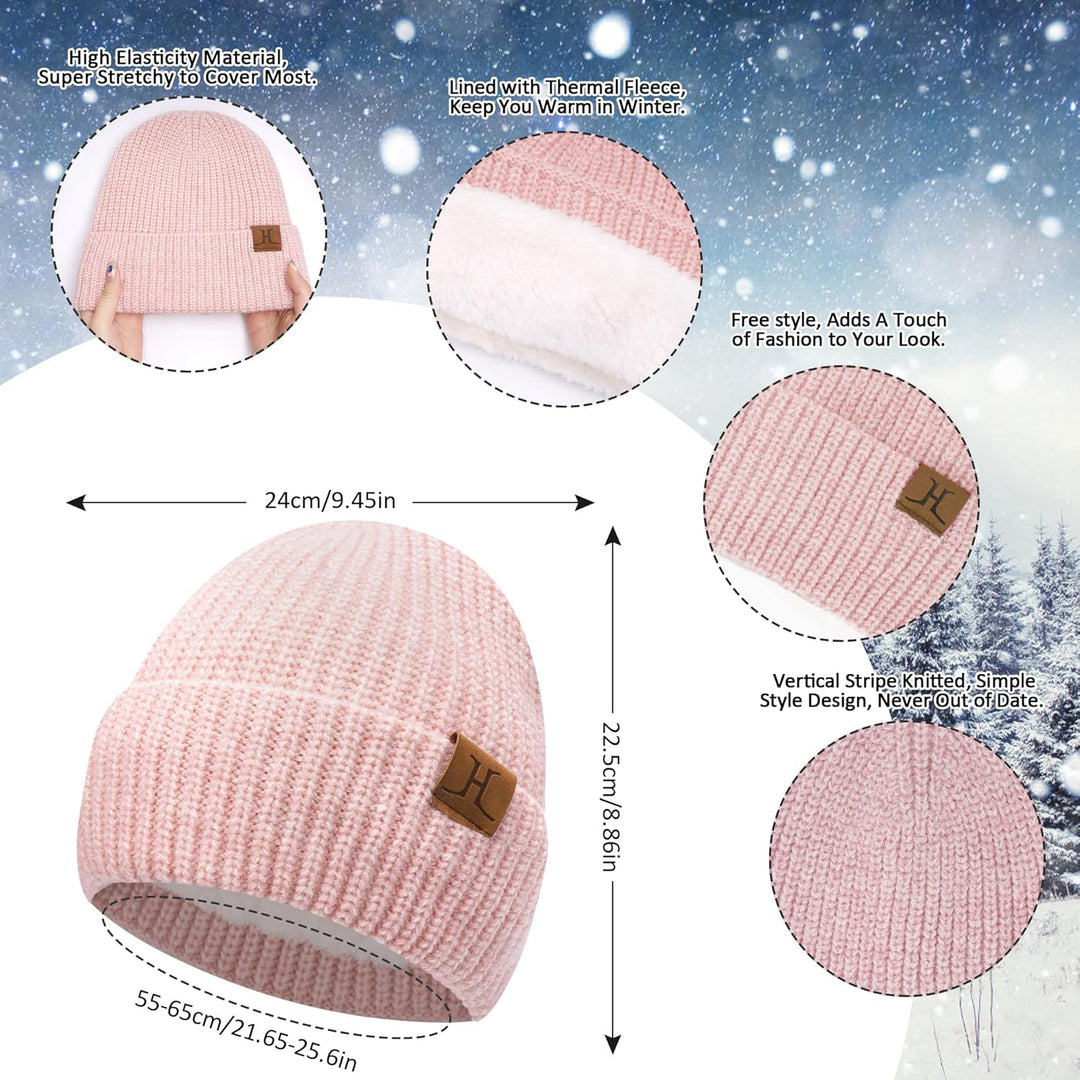 ZASFOU Damen Winter Mütze Schal Touchscreen Handschuhe Set Thermo Beanie Wintermütze Strickmütze Sch