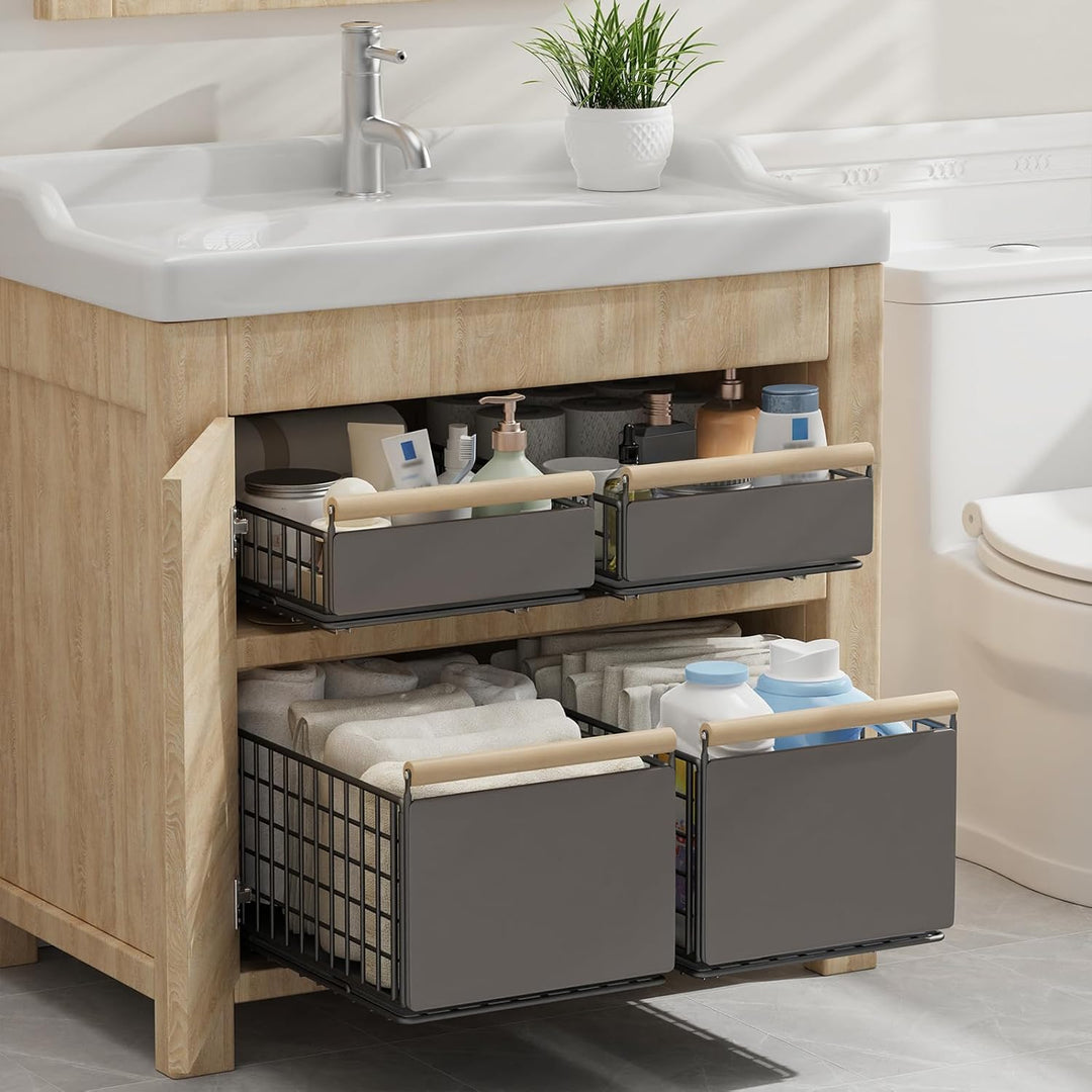 YheenLf Teleskopschublade Ausziehbare, Pull Out Drawer mit Griff Schrank, Schiebeschublade Lagerung
