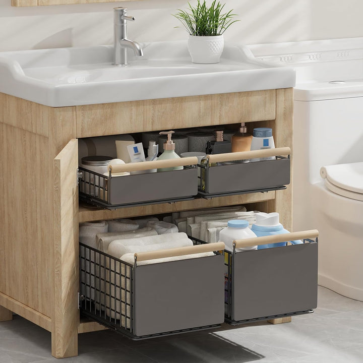 YheenLf Teleskopschublade Ausziehbare, Pull Out Drawer mit Griff Schrank, Schiebeschublade Lagerung