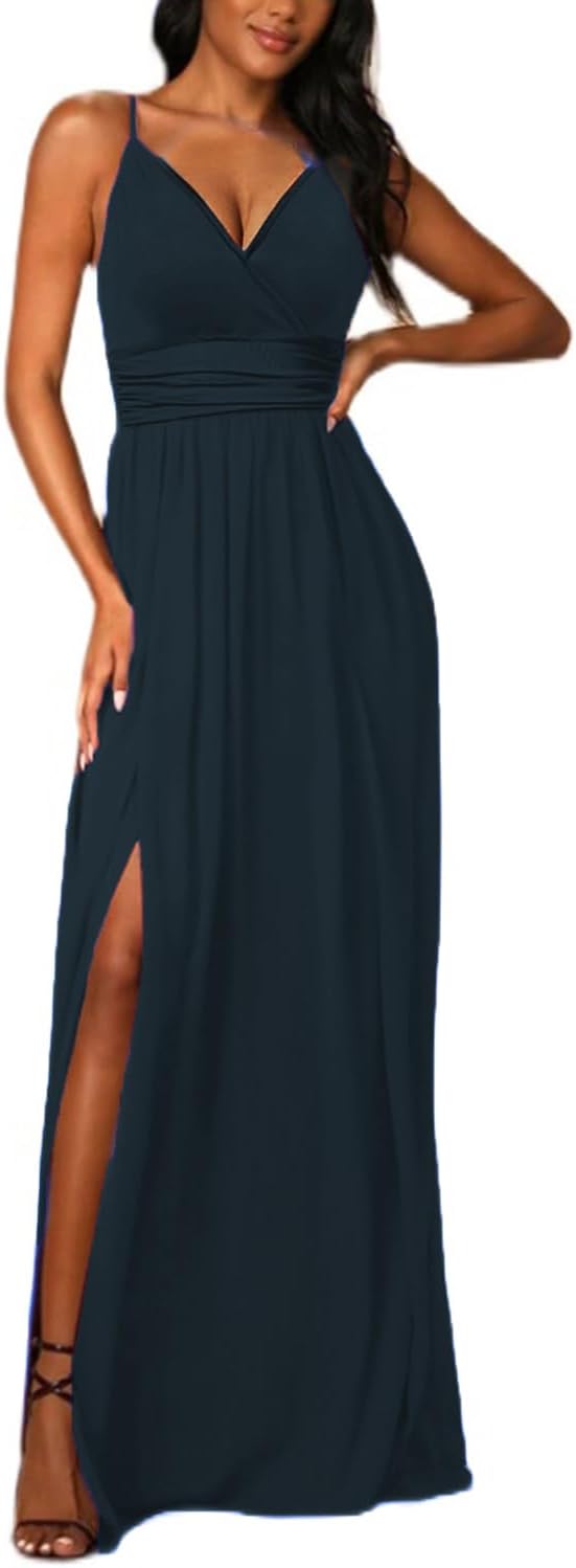 JENJON Damen Sommer Kleid Elegant Off Shoulder Kurzarm Ohne Arm V-Ausschnit Tunika Maxikleider Casua