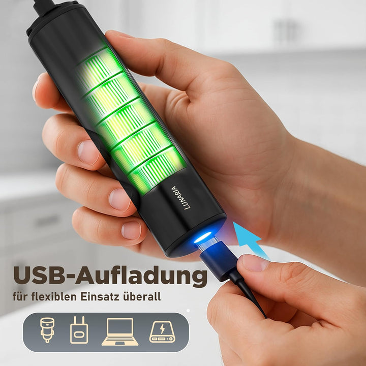 LUNARIA Elektrischer Milchaufschäumer Stab – Akku & USB – Handheld Milchschäumer Quirl Rührstab für