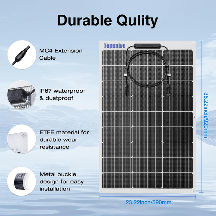 Flexibel Solarpanel 100W 12V Monokristalline Flexible Solarmodul 100 Watt 12 Volt für 12V Batterien