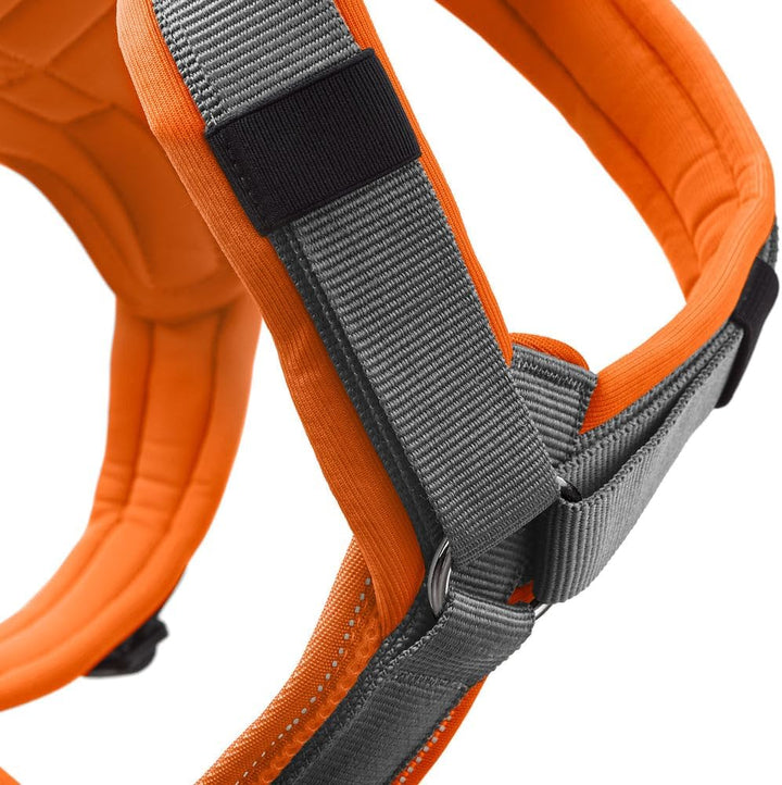 Hunter Hundegeschirr Maldon UP, Farbe: orange/grau, weich gepolstert & komfortabel, stark reflektier
