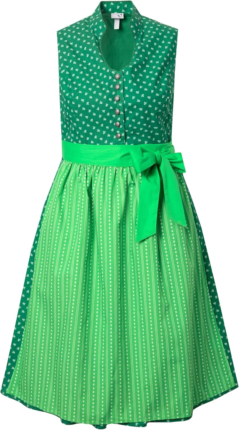 Ulla Popken Damen Dirndl Viola Knöpfe Kleid 42 Grasgrün, 42 Grasgrün