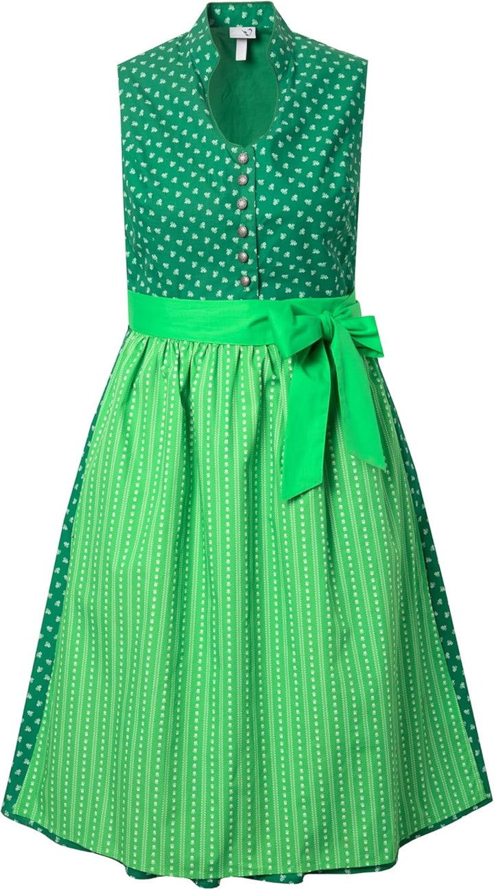Ulla Popken Damen Dirndl Viola Knöpfe Kleid 42 Grasgrün, 42 Grasgrün