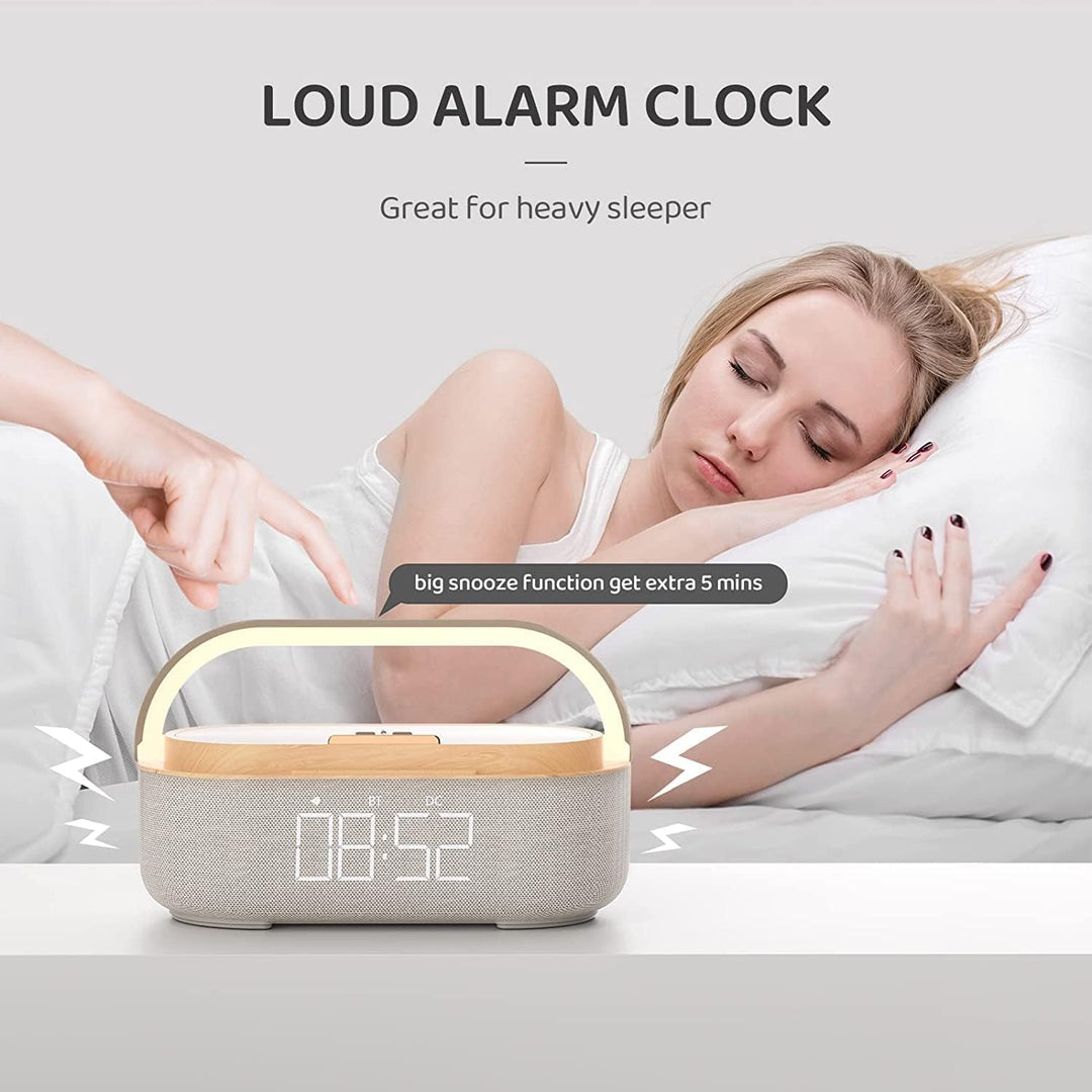 COLSUR Radiowecker Digital mit Wireless Charger, Bluetooth Lautsprecher mit USB-Ladegerät, Smart Wec
