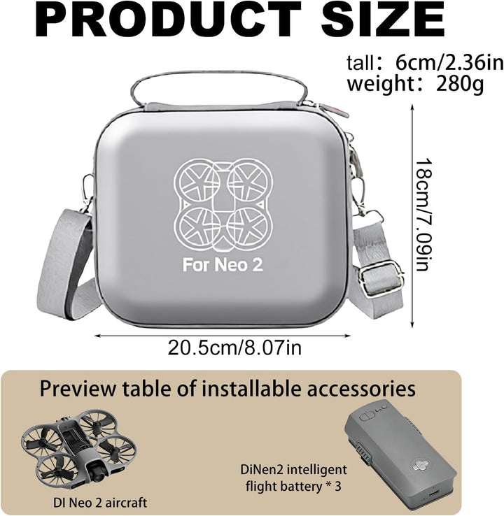 Neo 2 Tasche, Tragbare PU-Umhängetasche und Handtasche für DJI Neo 2 Drohne und Akku-Zubehör, mit do