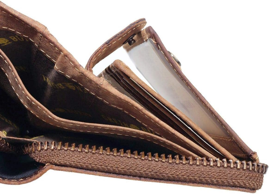 Greenburry Portemonnaie Damen Geldbörse Braun mit Perser Katze Motiv 13x10x3cm, Perser Katze