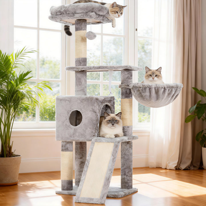 Hey-brother Kratzbaum, 108cm Indoor Katzenbaum, mehrstöckiger Katzenkratzbaum für Kätzchen, mit Krat