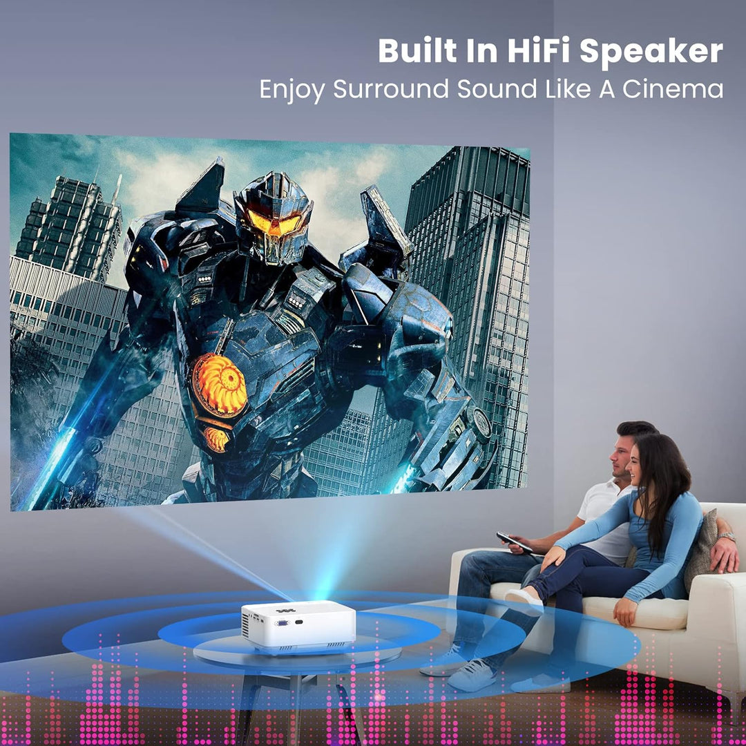 HOPVISION Mini Beamer - 7500 Lumen, 1080p Full HD, LCD, Heimkino/Outdoor, USB & HDMI, Tragbar, 240"