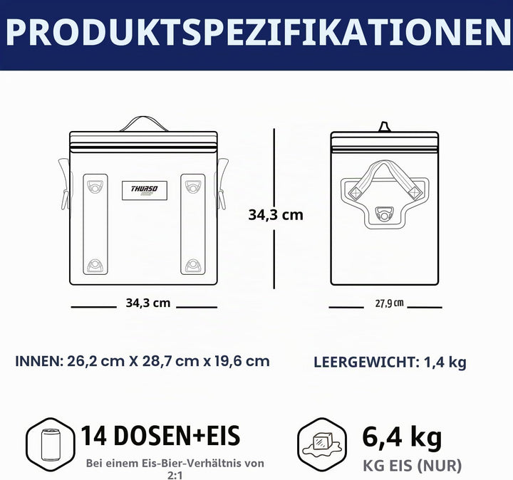 Thurso Surf Soft-Kühltasche für 24 Dosen, tragbare Eiskühltasche, 48 Stunden Isolierung, auslaufsich