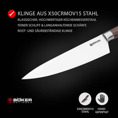 BÖKER SOLINGEN® Core Küchenmesser klein - geschmiedetes Chefmesser 16 cm extrem scharf - Premium Koc