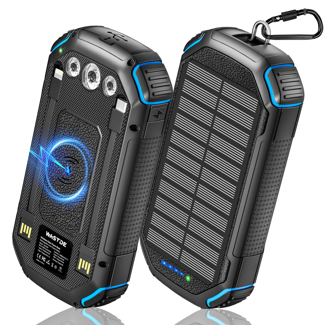 Solar Powerbank Wireless 26800mAh Solar Ladegerät, tragbare USB C Power Bank mit Outdoor Wasserdicht