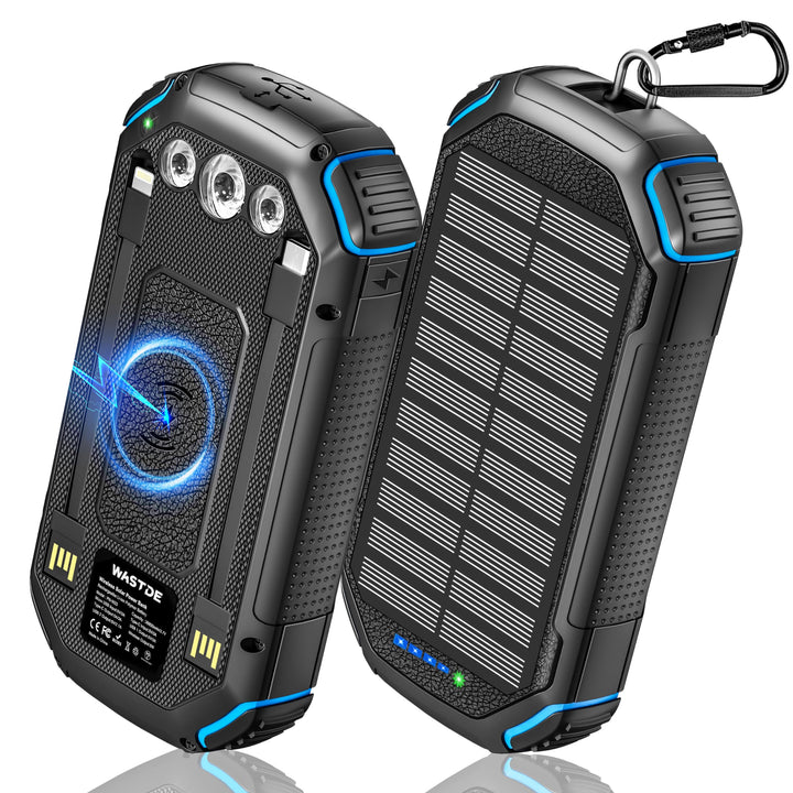 Solar Powerbank Wireless 26800mAh Solar Ladegerät, tragbare USB C Power Bank mit Outdoor Wasserdicht