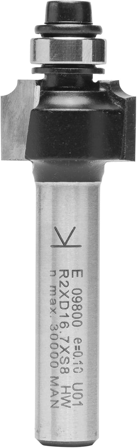 ENT 09800 Viertelstabfräser HW, Schaft (S) 8 mm, Durchmesser (D) 16,7 mm, NL 9,5 mm, R 2 mm, SL 32 m