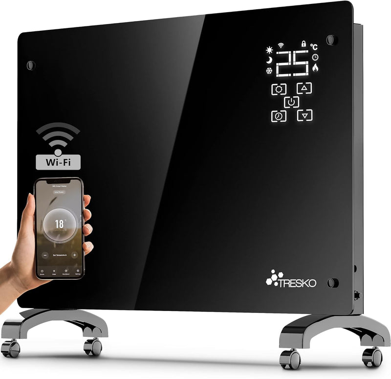 TRESKO® Glaskonvektor 1500W APP WiFi Funktion | Elektroheizung Glasheizung elektrisch | Konvektor He