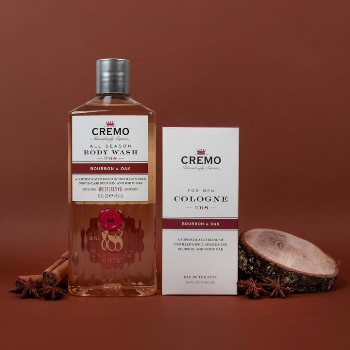 CREMO BOURBON & OAK Geschenk Set für Männer - Eau de toilette 100ml + Gel Douche 473ml - warm, würzi
