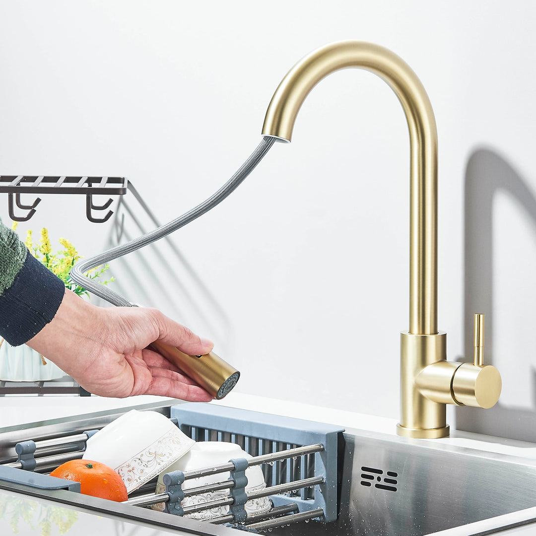 Küchenarmatur mit hohem Auslauf Wasserhahn für die Küche mit Ausziehbare Brause Hochdruck Mischbatte