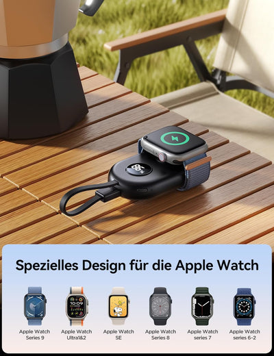 JOYROOM 2500mAh Powerbank für Apple Watch mit USB C Ladekabel, [LED-Display] Magnetisch Kabellos Tra