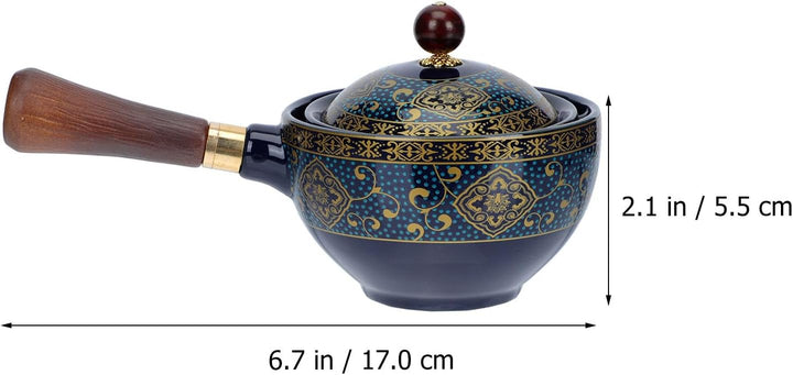 YARNOW Keramik Teekanne Japanische Kyusu Teekanne mit Holzgriff Teesieb Einhand Teekanne Retro Teeke