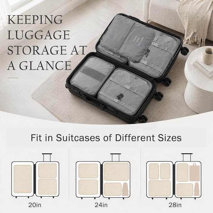 Koffer Organizer Set 15 Teilig Wasserdichte Packing Cubes Kleidertaschen Grau, Grau