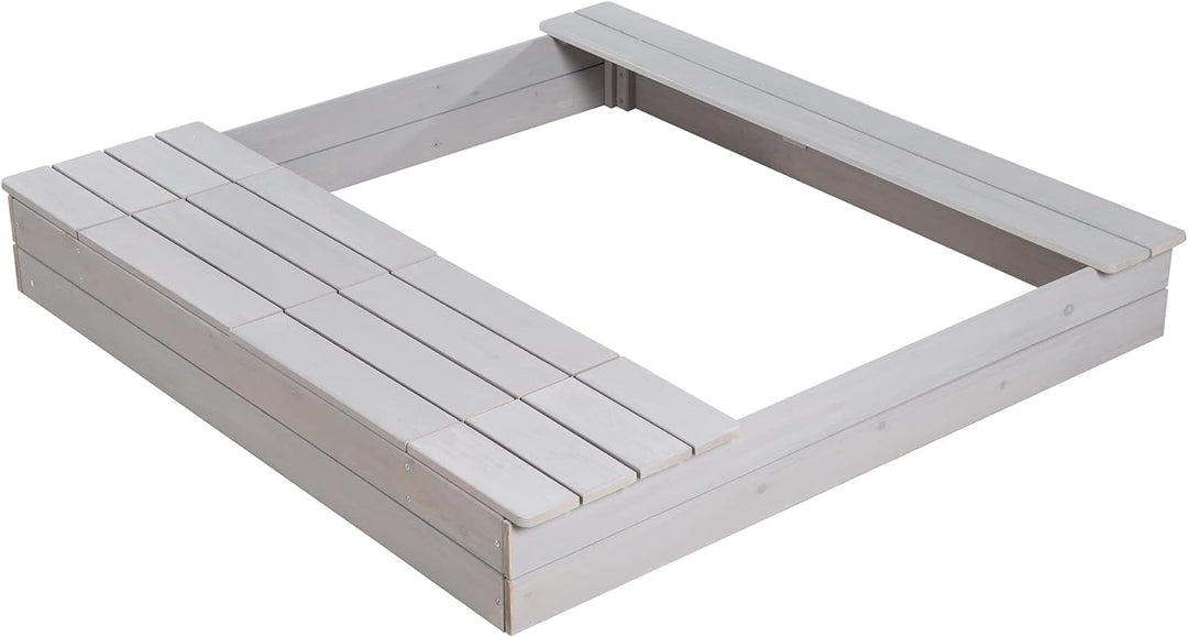 roba Sandkasten Outdoor + mit Spielwannen, Holzsandkasten aus wetterfestem Massivholz, grau lasiert,