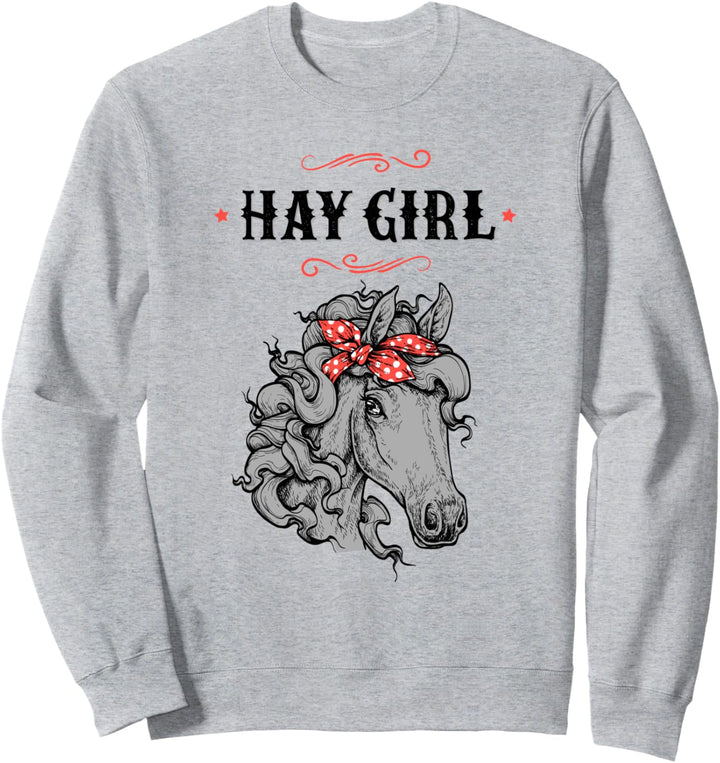 Pferde Shirts für Mädchen & Damen, Pferd mit Bandana, Hay Girl Sweatshirt