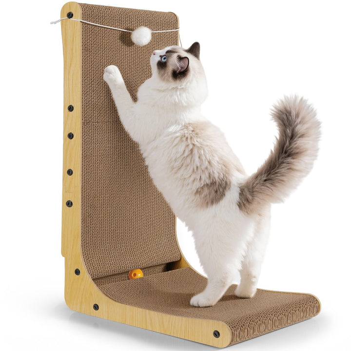 Gimars Hohe 68cm L förmige Kratzbrett Katze mit Ball, Vertikaler kratzpappe für Katzen, Langlebiges