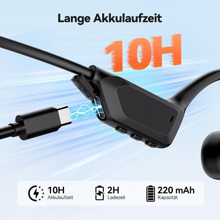 TECKNET Knochenschall Kopfhörer Bluetooth, Bone Conduction Headphones mit Mikrofon, Open Ear Sport K