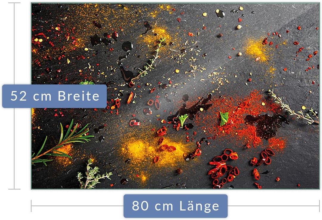 Herdabdeckplatte Abdeckung Ceranfeld Abdeckplatte Schneidebrett 1-Teilig 80x52 Gewürze Mehrfarbig Sp