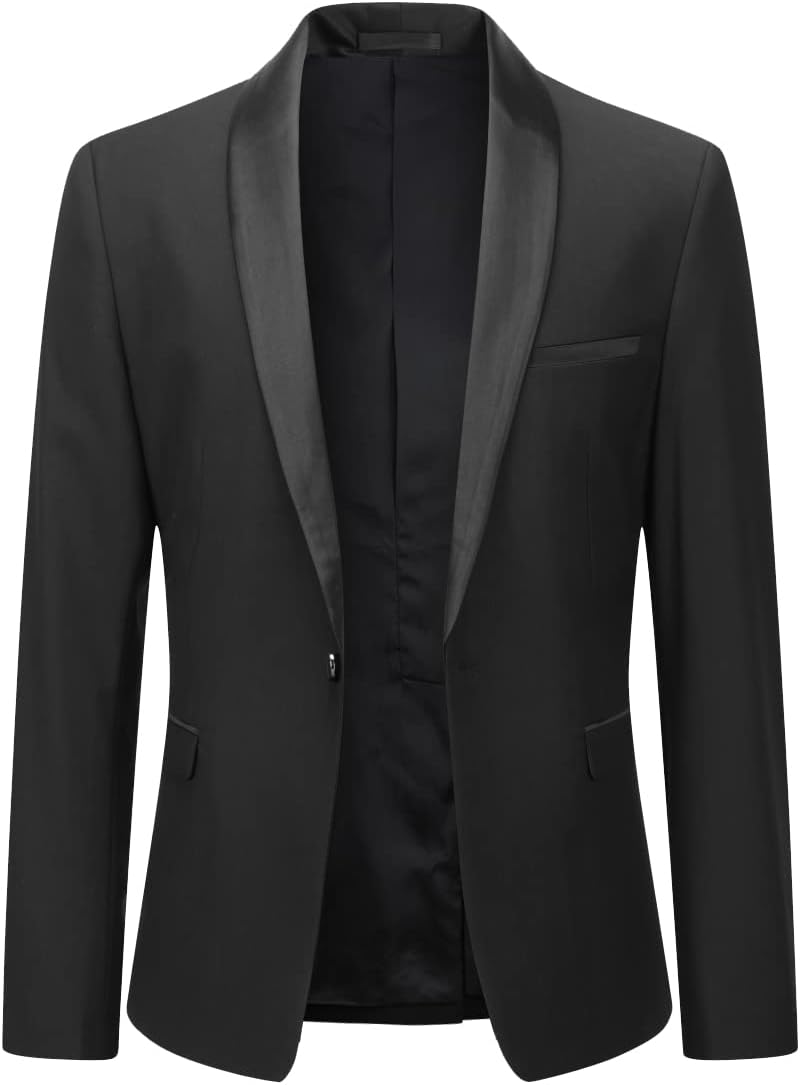 YOUTHUP Sakko Herren Slim Fit Schalkragen Anzugjacke 1 Knopf Tuxedo Jacke für Hochzeit Freizeit M Sc
