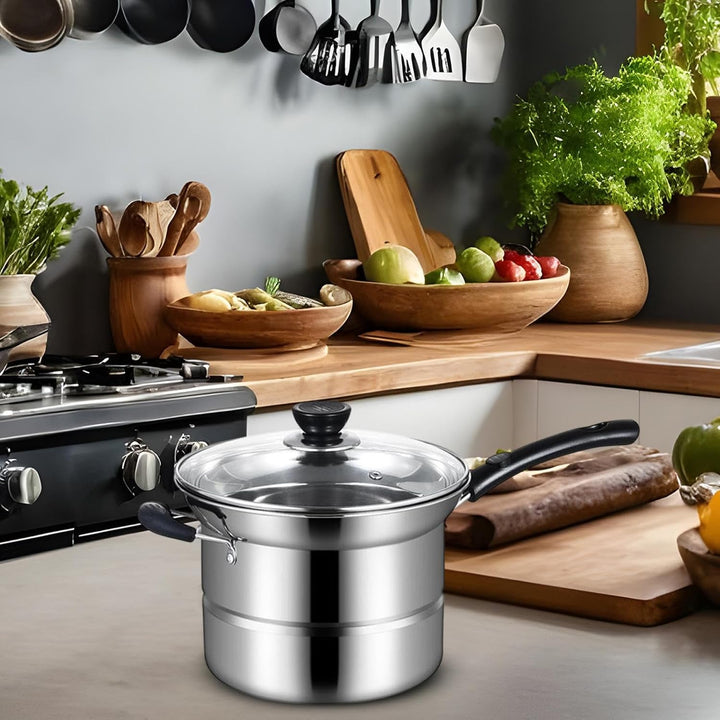 Deep Fryer Topf, Edelstahl, Bratpfanne, 20,6 x 14,3 cm, multifunktionaler Strainer im Lieferumfang e