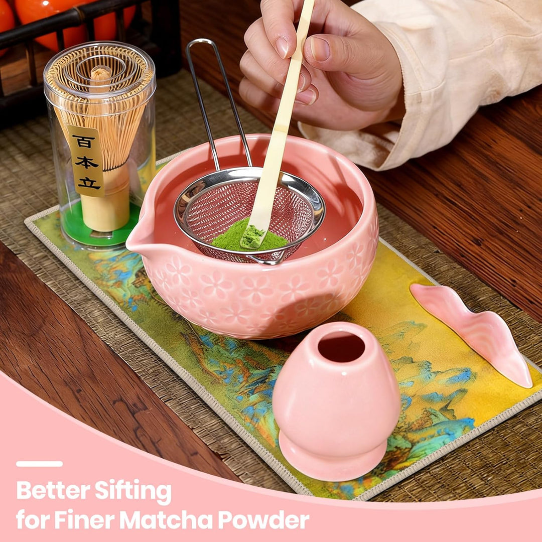 9‑in‑1 Matcha Set mit Matchaschale (560ml), Glas, Bambusbesen, Bambuslöffel, Sieb & Teematte – Japan